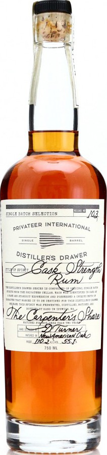 Privateer Distiller's Drawer #103 Cask Strength 'the Carpenter's Share' 55.1% 750ml