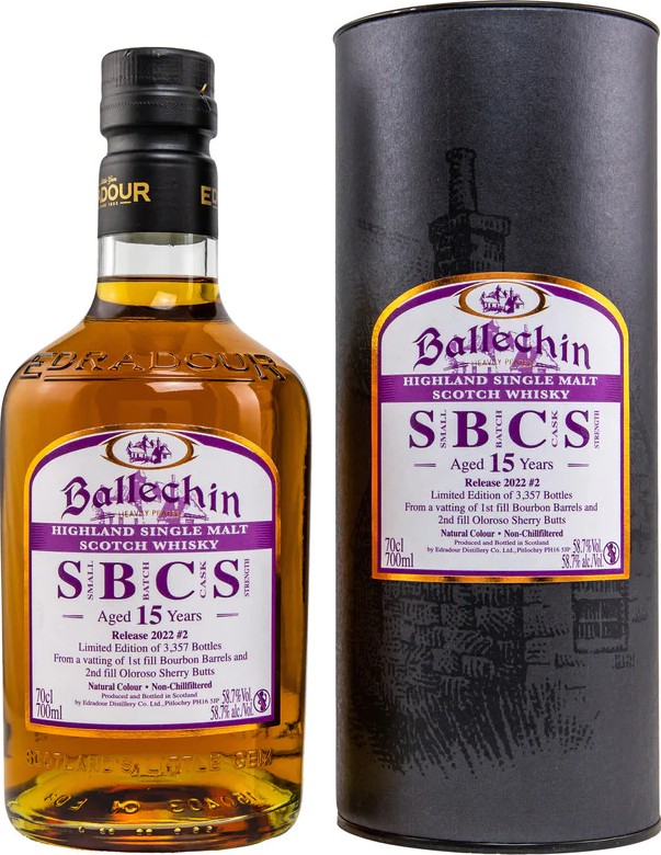 Ballechin 15yo Small Batch Cask Strength 1st Fill Bourbon + 2nd Oloroso Sherry 58.7% 700ml