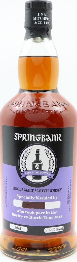 Springbank Barley to Bottle Tour 2022 1st F Bourbon Refill Rum 1st F Sherry Marco Kuzmanov 53.7% 700ml