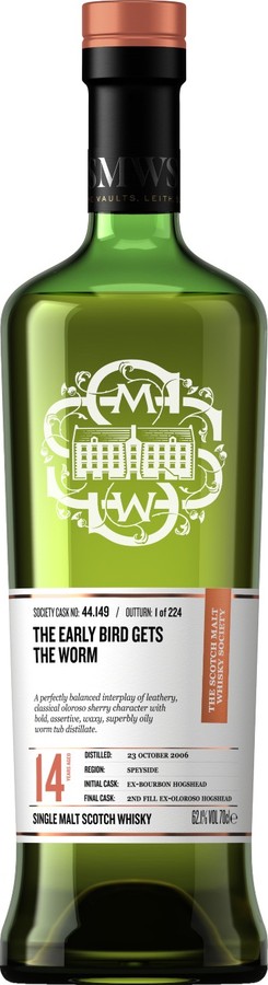 Craigellachie 2006 SMWS 44.149 The early bird gets the worm ex-bourbon HH 2nd fill oloroso HH 62.1% 750ml