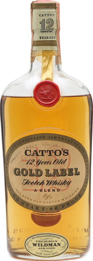 Catto's 12yo Gold Label Imported by Henry Kelly Importing & Distributing Co. Inc 43% 750ml