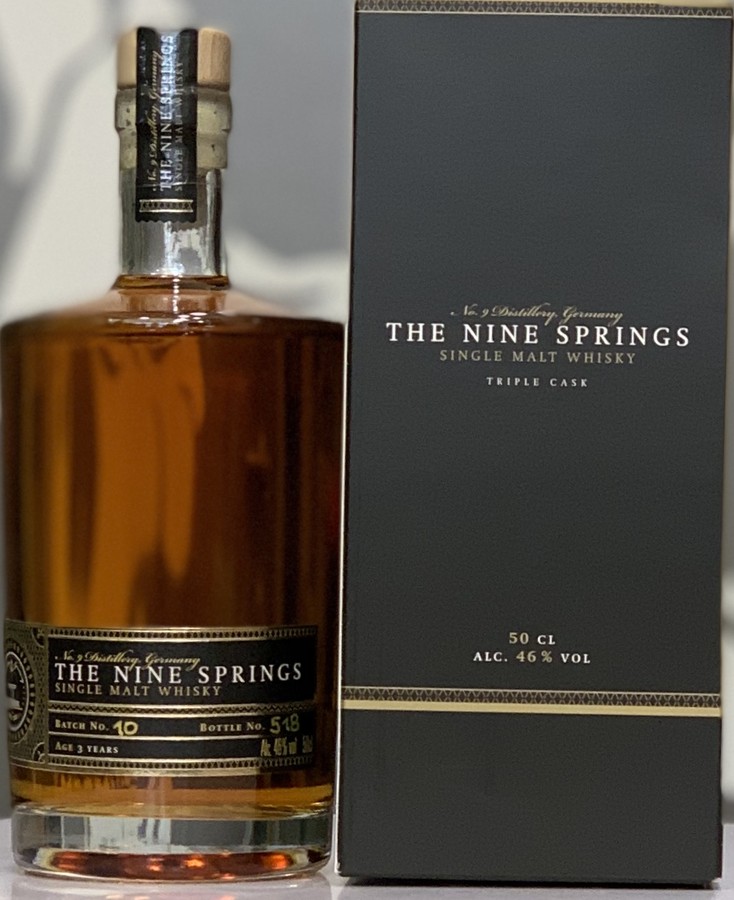 The Nine Springs 3yo Triple Cask American Virgin Oak Ex-Bourbon Ex-Bordeaux 46% 500ml