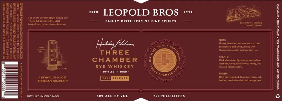 Leopold Bros Three Chamber Rye Holiday Edition 2021 50% 750ml