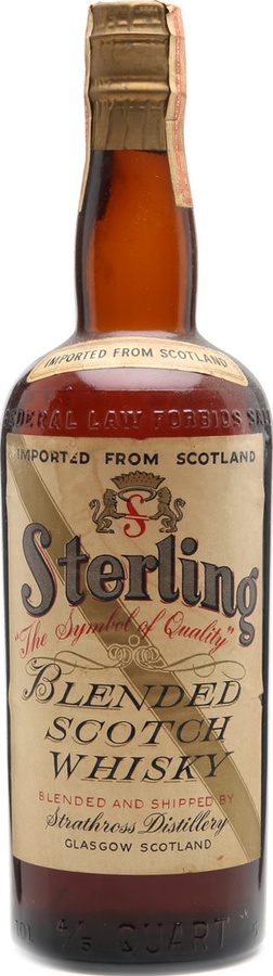 Sterling The Symbol of Quality Blended Scotch Whisky Blended and shipped by Strathross Distillery 43% 750ml