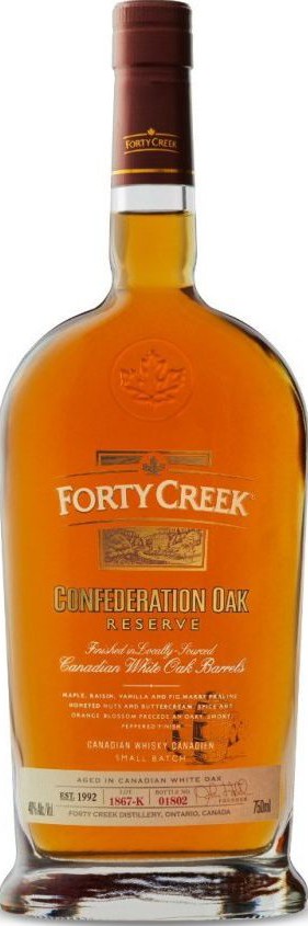 Forty Creek Confederation Oak Reserve Canadian White Oak 40% 750ml
