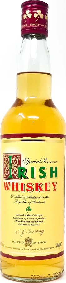 Irish Whisky Special Reserve Selected by Tesco oak barrels Tesco Stores Ltd 40% 700ml