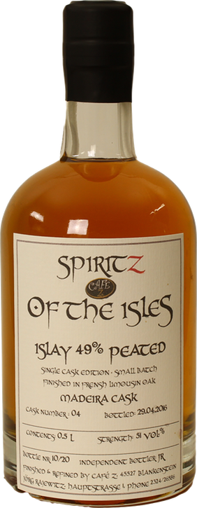 Spiritz of the Isles Islay peated Finished in French Limousin Oak Madeira Cask 04 49% 500ml