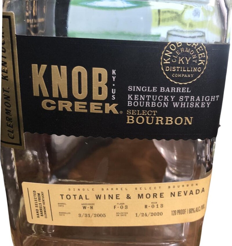 Knob Creek 2005 Single Barrel KY Straight Bourbon Total Wine and More Nevada Cask WH W-H F03 R013 60% 750ml