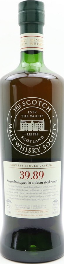 Linkwood 1990 SMWS 39.89 Sweet banquet in A decorated room Refill Ex-Bourbon Hogshead 39.89 46.7% 700ml