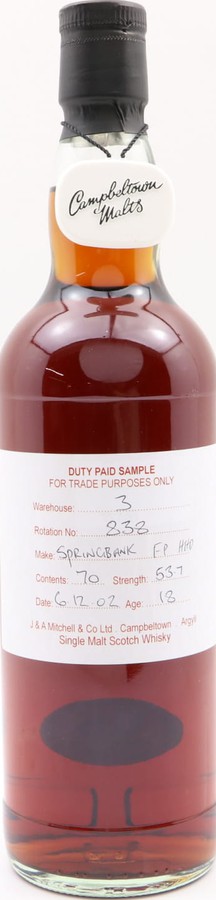 Springbank 2002 Duty Paid Sample For Trade Purposes Only Fresh Port Cask Rotation 838 53.7% 700ml
