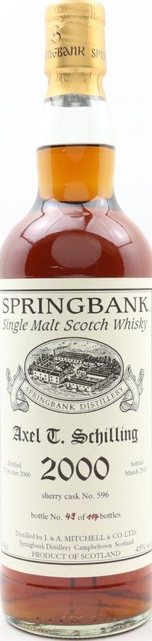 Springbank 2000 Private Bottling Sherry Cask Axel Schilling 45% 700ml