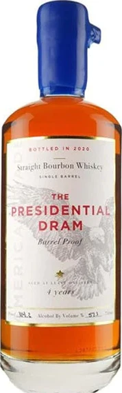 Proof and Wood The Presidential Dram Single Barrel Straight Bourbon Whisky Barrel Proof New Charred Oak 57.1% 750ml