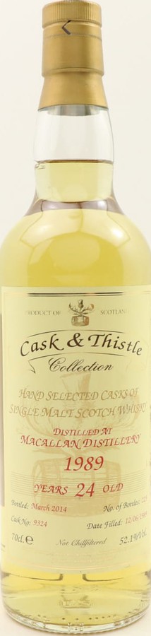 Macallan 1989 H&I Cask & Thistle Collection 9324 52.1% 700ml