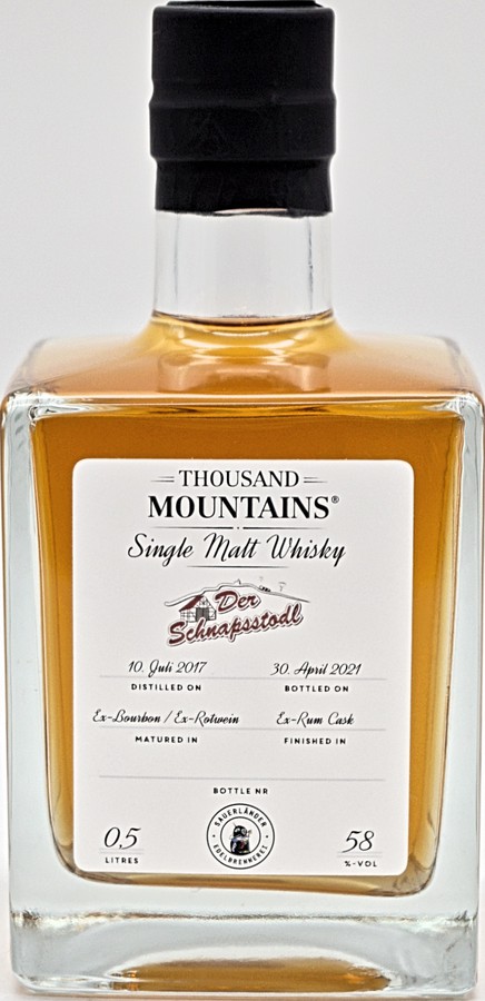 Thousand Mountains 2017 Handfill Raven Single Cask Whisky Ex-Bourbon-Fass Ex-wine-Fass Der Schnapsstodl 58% 500ml