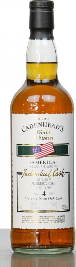 Indiana Rye 4yo CA World Whiskies Oak Cask 56.7% 700ml