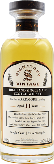 Ardmore 2009 SV Single Cask Cask Strength Bourbon Barrel after Islay 58.7% 700ml