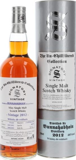 Bunnahabhain 2012 SV The Un-Chillfiltered Collection 1st Fill Sherry Butt Whisky.de exklusiv 46% 700ml