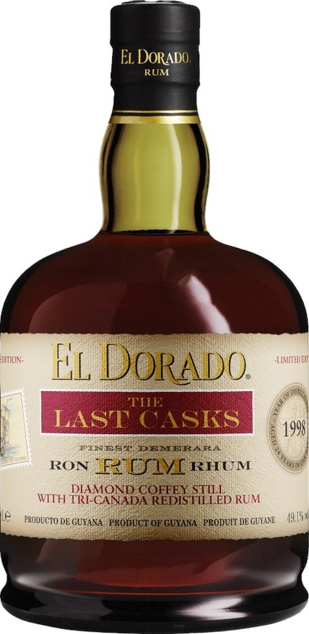 El Dorado 1998 The Last Casks Old Diamond Coffey Still Tri-Canada Redistilled Rum 24yo 49.1% 700ml