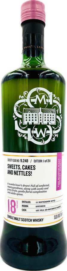 Glen Grant 2003 SMWS 9.248 Sweets Cakes and Nettles 1st fill ex-Bourbon Barrel 55% 700ml