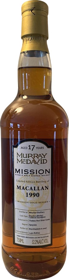 Macallan 1990 MM Mission Gold Series Bourbon Chateau Haut Brion Finish 52.2% 750ml