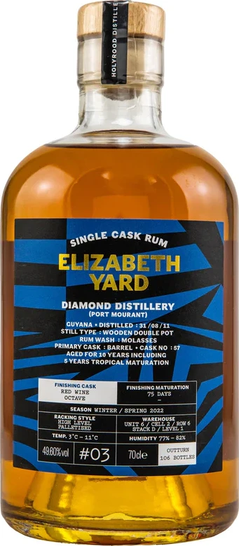 Elizabeth Yard 2011 Diamond Port Mourant Guyana #3 Red Wine Octave Finish 10yo 49.6% 700ml