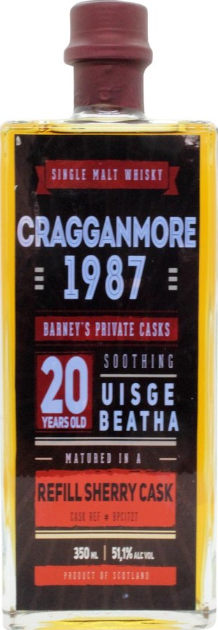 Cragganmore 1987 UD Refill Sherry Barney's Private Casks 51.1% 350ml