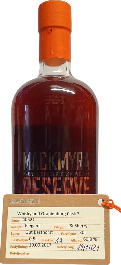 Mackmyra 2017 Reserve PX Sherry Whiskyland Oranienburg 60.8% 500ml