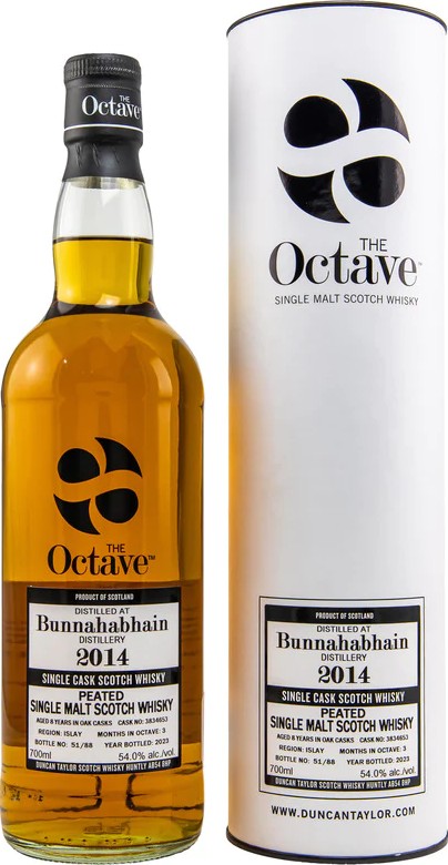 Bunnahabhain 2014 DT The Octave Peated 8yo Oak Casks,3 months Octave 54% 700ml