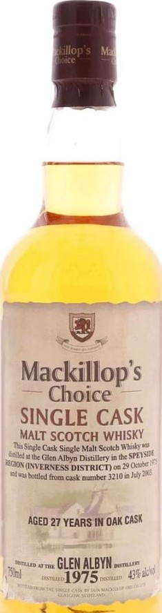 Glen Albyn 1975 McC Single Cask Oak Cask Medek Wine and Spirits New York 43% 750ml