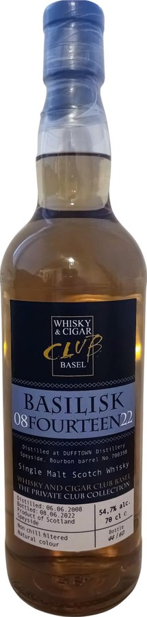 Dufftown 2008 WCh The Private Club Collection Bourbon Barrel Whisky & Cigar Club Basel 54.7% 700ml