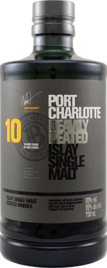 Port Charlotte 10yo Heavely Peated 1 2 filled bourbon & 1 2 filled French wine 50% 1000ml