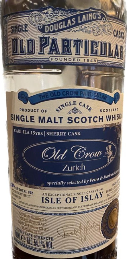 Caol Ila 2007 DL Old Particular The Old Crow Particular PX Sherry Butt Finish Old Crow Zurich 54.1% 700ml