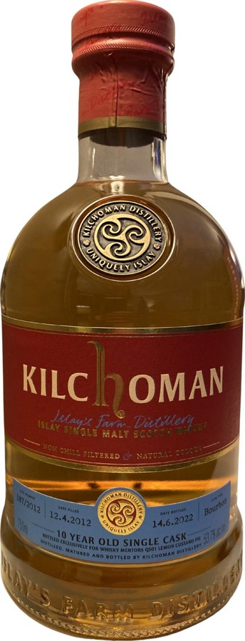 Kilchoman 2012 Single Cask Bourbon Whisky Mentors 53.7% 750ml