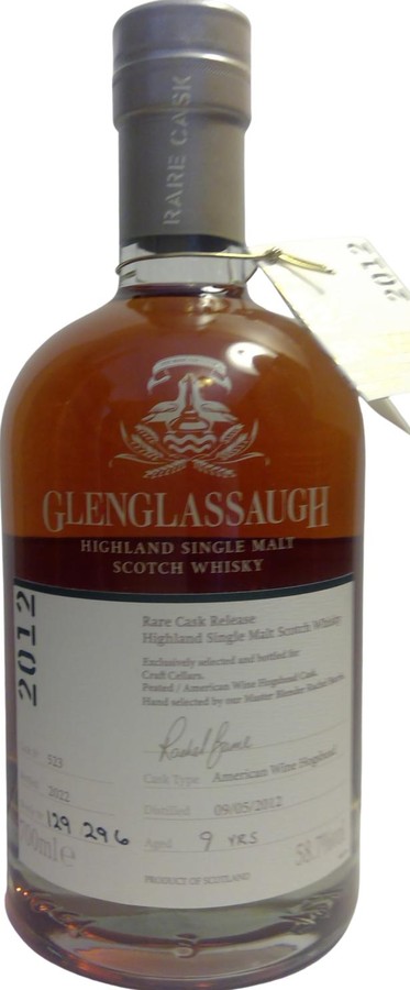 Glenglassaugh 2012 Rare Single Cask Release American Wine Hogshead Craft Cellars 58.7% 700ml