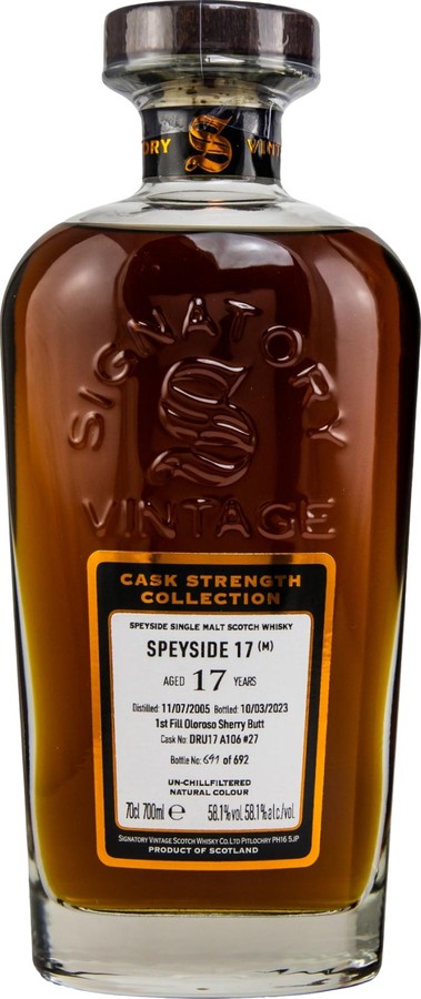 Secret Speyside 2005 SV Cask Strength Collection 1st Fill Ex-Sherry Butt 58.1% 700ml
