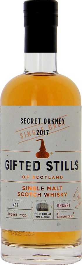 Secret Orkney 2017 JB Gifted Stills 1st Fill Margaux Wine 43% 700ml