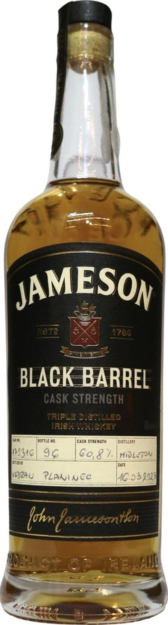 Jameson Black Barrel Cask Strength Hand bottled at the Distillery 60.8% 700ml