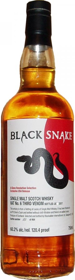 Black Snake 3rd Venom BA Sherry Butt Finish A Glass Revolution Selection Exclusive USA Release 60.2% 750ml