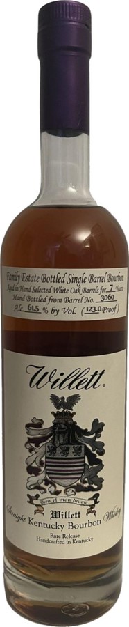 Willett 7yo Family Estate Bottled Single Barrel Bourbon Charred New American Oak 61.5% 750ml