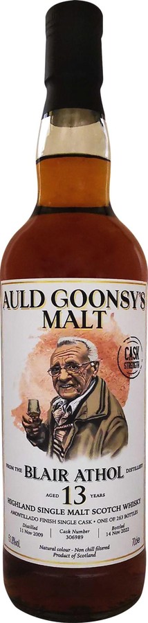 Blair Athol 2009 GWhL Auld Goonsy's Malt 1st Fill Amontillado Hogshead finish 51.8% 700ml