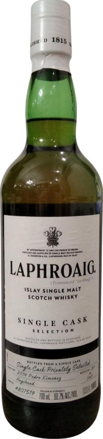 Laphroaig 2014 Single Cask Selection Pedro Ximenez Hogshead 60.7% 700ml
