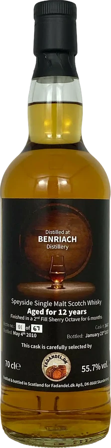 BenRiach 2010 F.dk Finished in A 2nd fill sherry octave for 6 mth 55.7% 700ml