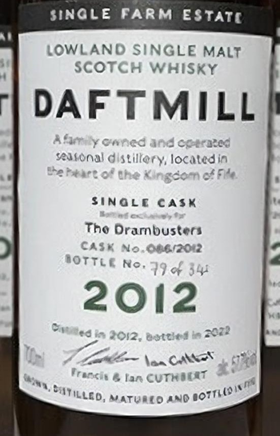 Daftmill 2012 Single Cask PX Sherry Hogshead Drambusters 57.7% 700ml