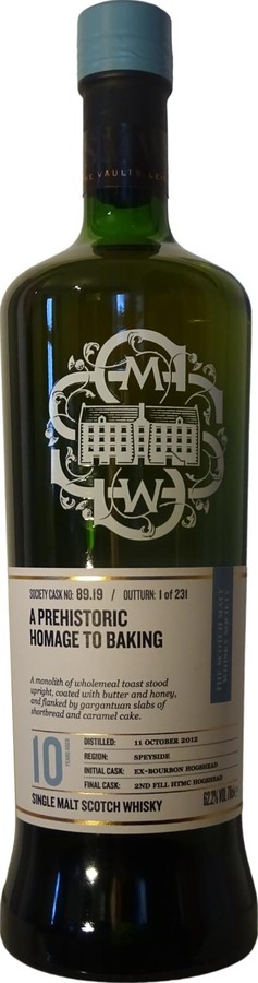 Tomintoul 2012 SMWS 89.19 A prehistoric homage to baking 2nd Fill HTMC Hogshead Finish 62.2% 700ml
