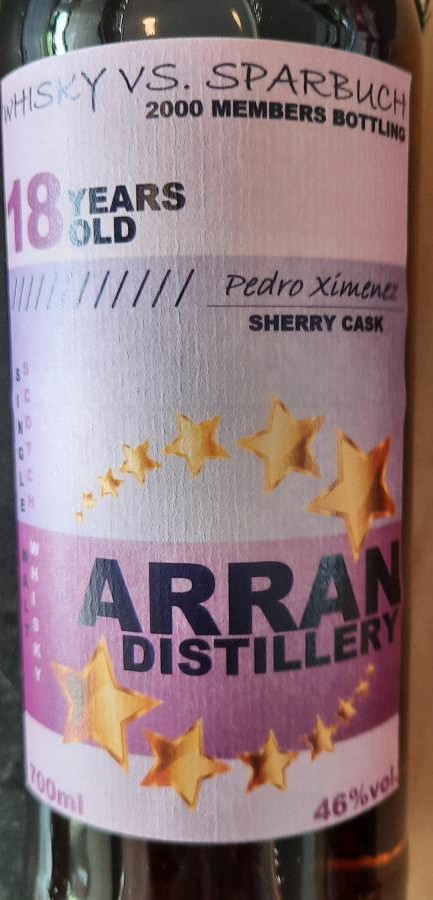 Arran 18yo UD 2000 members bottling Pedro Ximenez Sherry Cask Whisky vs Sparbuch 46% 700ml