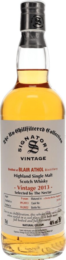 Blair Athol 2013 SV The Un-Chillfiltered Collection Dechar Rechar Hogshead The Nectar Cask 311196 46% 700ml