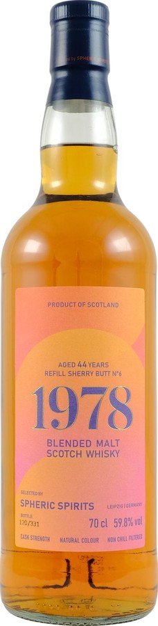 Blended Malt Scotch Whisky 1978 SpSp Refill Sherry Butt 59.8% 700ml