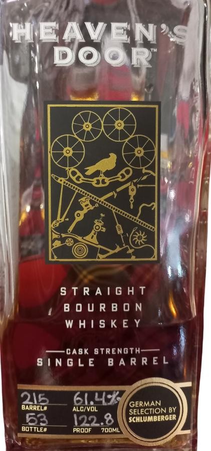 Heaven's Door Single Barrel Straight Bourbon Whisky Schlumberger 61.4% 700ml