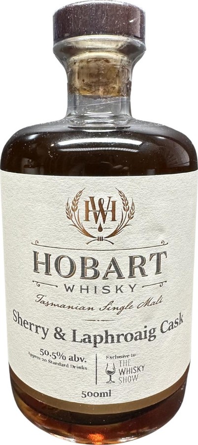 Hobart Whisky Tasmanian Single Malt Sherry & Laphroaig Wood The Whisky Show 50.5% 500ml