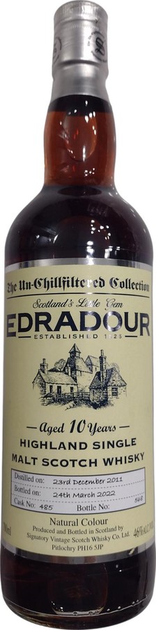 Edradour 2011 SV The Un-Chillfiltered Collection Oloroso Sherry Total Beverage Solution South Carolina 46% 700ml